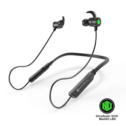 Nu Republic Rebop Neckband in-Ear Wireless Earphones with LED Light, IPX5 Water and Sweat Resistant, 10mm Titanium Drivers with deep bass, Long Battery Life, in-line Controls with Mic- Green & Black