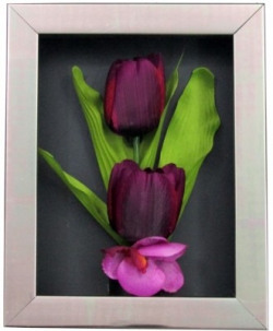 Fourwalls Artificial Tulip and Orchid Wall Hanging Frame (Small) - 4(20 cm X cm 25, Pink, Green, White)