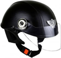 GTB LADIES LEATHER MINI CAP Motorbike Helmet(Black)