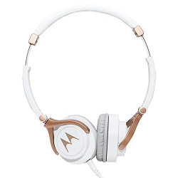 Motorola Pulse 3 On Ear Wired Headphone with Alexa (White and Gold)