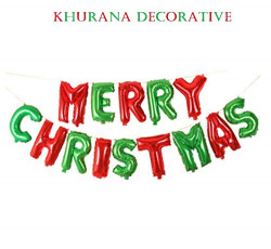 Khurana Decorative Merry Christmas Red & Green Letter Balloon Alphabet Foil Balloons for Happy New Year Party Decoration Christmas Eve Party Ornament