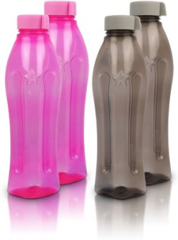 Flipkart SmartBuy Classic Fridge Bottle - 1000ml - Plastic(Pack of 4, Grey, Pink)