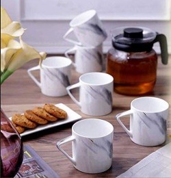 Clay Craft Sanjeev Kapoor Slate Ceramic Coffee Mug Set, 6-Pieces, Multicolour (SK-cm-Imperial-Slate)