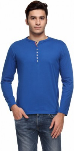 TSX Solid Men Henley Blue T-Shirt