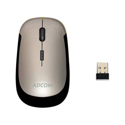 Adcom 4D Slim Wireless Optical Mouse with Nano Receiver (Metallic Grey)