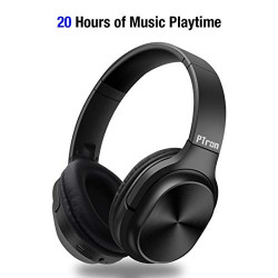 PTron Soundster Bluetooth Headphones, Over The Ear, Wireless Earphones with Mic, High Bass, 20 Hours of Music Time, Lightweight & Foldable Design for All Smartphones (Black)