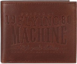 Flying Machine Men Brown Genuine Leather Wallet(8 Card Slots)