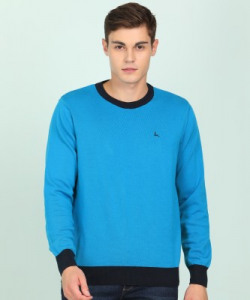 Parx Solid V Neck Casual Men Blue Sweater