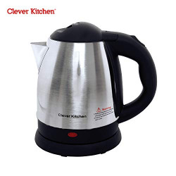Clever Kitchen Electric Kettle 1 LTR Stainless Steel Automatic Cordless Kettle Electric, E Kettle Tea, Hot Water, Car, Travel, Portable Electric Kettle, Auto Shut-Off (1 Litre, 1500-Watt, Deep Black)