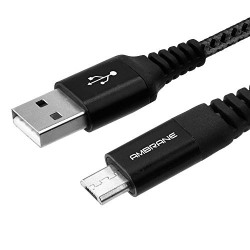 Ambrane Unbreakable 3A Fast Charging Braided Micro USB Cable for Android Devices - 1.5 Meter (RCM15, Black)