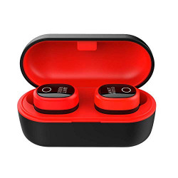 Ant Audio Wave Sports TWS 720 Bluetooth 5.0 Wireless Earbuds IPX5 with Long-Lasting Bass Headset Stereo Headphones in-Ear Dual Channel Earphones Built-in Mic with Charging Case- Black Red