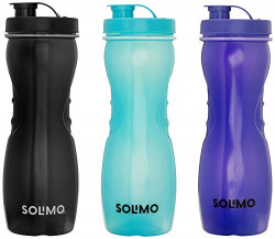 Amazon Brand - Solimo Frigo Plastic Water Bottle Set, Set of 3, 1L, Multicolour