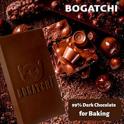 BOGATCHI Baking Chocolate Bar | Vegan Chocolate |Gluten Free |Pure Artisanal 99% Dark Cooking Chocolate Bars for Baking, 480g