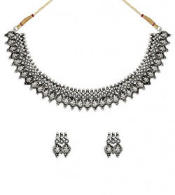 Zaveri Pearls Silver Antique Choker Necklace for Women (Silver) (ZPFK6299)