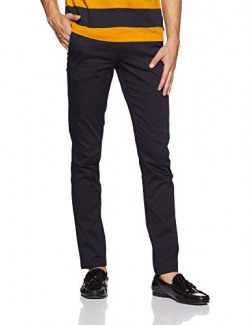 Indigo Nation Men's Relaxed Fit Casual Trousers (50012359588004_Navy_36W x 30L)
