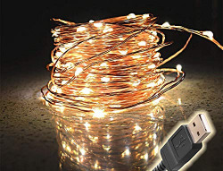 Pink Kites 100 LED Copper Wire Bright String Lights for Home Decoration (10 m, Warm White)