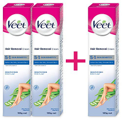 Veet Hair Removal Cream, Sensitive Skin - 100g (Pack Of 3)