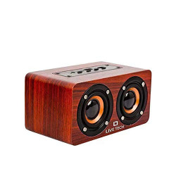 Live Tech Mini Jalsa TWS Wireless Wooden High Bass Speaker (Nut Brown)