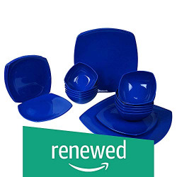 (Renewed) Homray Plastic Dinner Set, 24-Pieces, Dark Blue