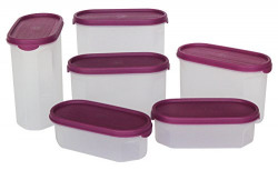 Princeware Modular Plastic Container Set, 6-Pieces, Violet