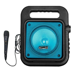 Mitashi PS 6510 BT Portable Karaoke Bluetooth Party Speaker with Mic/USB/AUX/Flashing Light/Recording Function(Blue)