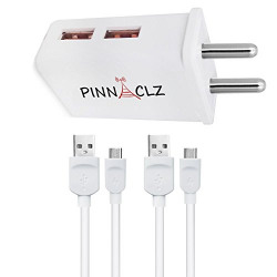 Pinnaclz Combo WC-4-W+2 MUSB-W Wall Charger with Micro USB Data Cable (White)
