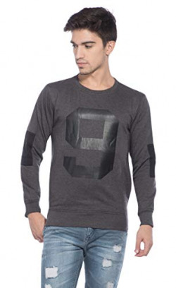 Alan Jones Clothing Men's Printed Cotton Round Neck Sweatshirt (SS18-P04-DGREY-S_Small_Dark Grey)