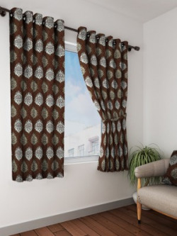 Bombay Dyeing 153 cm (5 ft) Polyester Window Curtain (Pack Of 2)(Abstract, Brown)