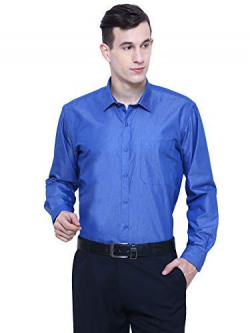 Pan America Men's Plain Regular Fit Formal Shirt (PA795DBLU042_Blue_42)