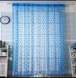 Flipkart SmartBuy 214 cm (7 ft) Polyester Door Curtain Single Curtain(Self Design, Blue)