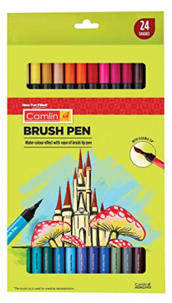 Camlin Kokuyo Brush Pens, 24 Shades (Multicolor)