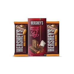 Hershey's Hersheys Bar Valentine Greeting Pack Almond Chocolate Pouch 100 gm (Pack of 2) Pouch, 2 x 100 g