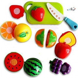 Negi Realistic Sliceable Fruits Cutting Play Toy Set, Can Be Cut in 2 Parts (Fruits May Vary) (Fruits Cutting)
