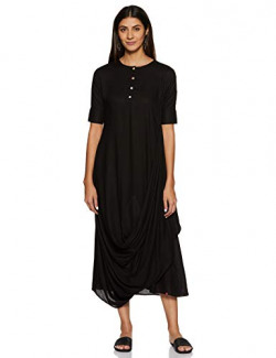 BIBA Synthetic Bubble Hem Dress (DRESSES14865_Black_XL (38))
