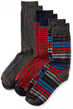 CR7, CRISTIANO RONALDO Men's Calf Socks (Pack of 3) (8283-80-102_Grey Red/Black/Blue_40-46)