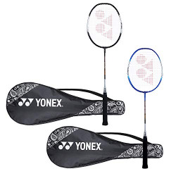 Yonex ZR 100 Light  Aluminum Blend Badminton Racquet with Full Cover, Set of 2 (Black/Blue)