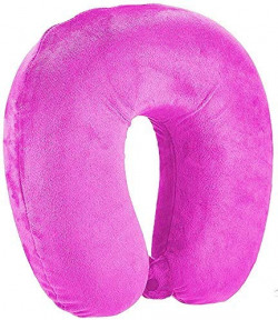PAPER PLANE DESIGN Designer Neck Pillow for Travel Sleeping Memory Foam with Zipper for Airplane, Car, Office (Pink)