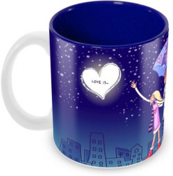 Tuelip Beautiful Love is Blind Printed inside Blue for Tea And Coffee Ceramic Mug(350 ml)