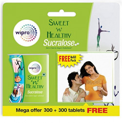 Sweet n Healthy Zero Calorie Sugar Substitute Sucralose Tablets by Wipro, 300 Tablets + 300 Tablets Free