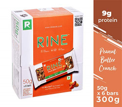 RINE Bars Sugar Free Granola and Cereal Bars for Breakfast & Snacks, Peanut Butter Crunch (Pack of 6)