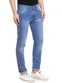 Ben Martin Men's Slim fit Designer Jeans -(BM-TAPE-3LB-WHT-RED-NAVY-38) Light Blue