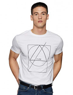 Lee X-Line Men's Printed Slim fit T-Shirt (L41351CB0XLN_Jsw-White_L)