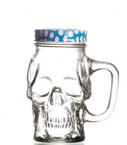 Godskitchen 450ml - Transparent Skull Head Mason Jar with Multicolour Lid