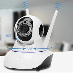 SYL PLUS IP01A WiFi Wireless HD IP Security Camera CCTV [Watch Live Demo] | Two Way Communication | Night Vision Camera | Supports Upto 128 GB SD Card [Dual Antenna]