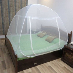 Healthgenie Polyester Adults Premium Foldable Mosquito Net Double Bed - White, With Repair Kit of 7 Patches Included Mosquito Net(White)