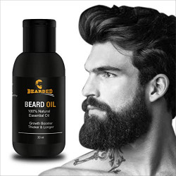 BEARDED Mooch & Beard Growth Oil For Men Fast Growth Natural Moustache Oil For Softener, Thicker & Longer Beard - 30ML