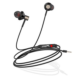 UBON UB-185 Champ 3.5mm in-Ear Earphone with Mic Clear Sound Audio & Dynamic Bass Plug-in Earbuds for Mobile Smartphone Tablet Laptop (Black)
