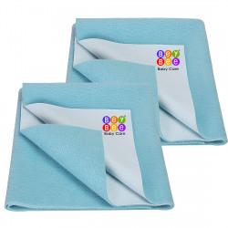 Bey Bee Dry Sheet for Single Bed (Blue, 100 x 140 cm Each) Combo Pack of 2