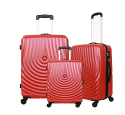 KAMILIANT by American TOURISTER (Set of 3 Pieces) Small Medium and Large Polypropylene 4W HARDSIDED Luggage (Crimson RED)