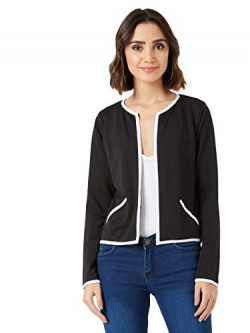 Miss Chase Women's Black Solid Open Front Blazer(MCAW18JKT02-21-62-02,Black,X-Small)